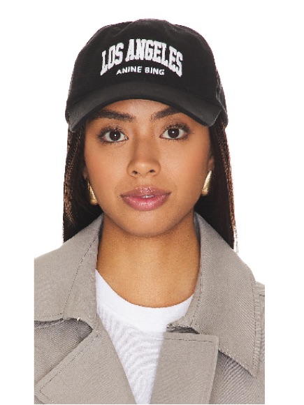 Anine Bing Black "Los Angeles" Embroidered Baseball Cap